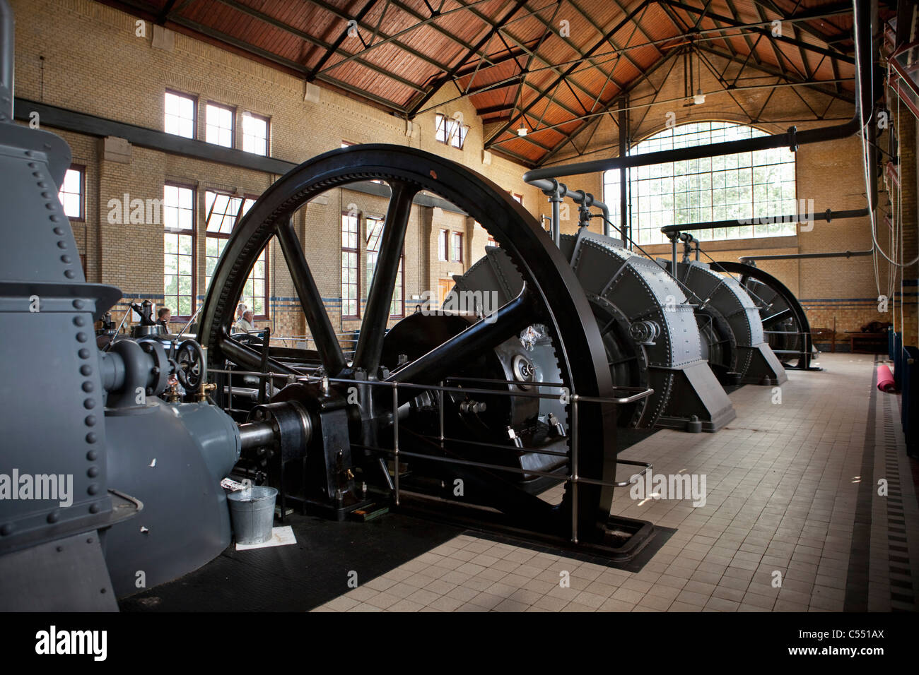 I Paesi Bassi, Lemmer, vapore-azionato il pompaggio motore chiamato l'ir.D.F. Woudagemaal, Sito Patrimonio Mondiale dell'Unesco. Foto Stock