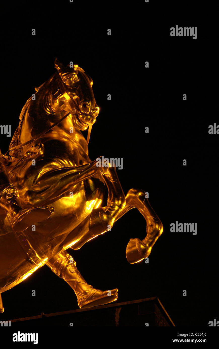 Dresden Goldener Reiter Nacht - Dresda Golden Knight notte 17 Foto Stock
