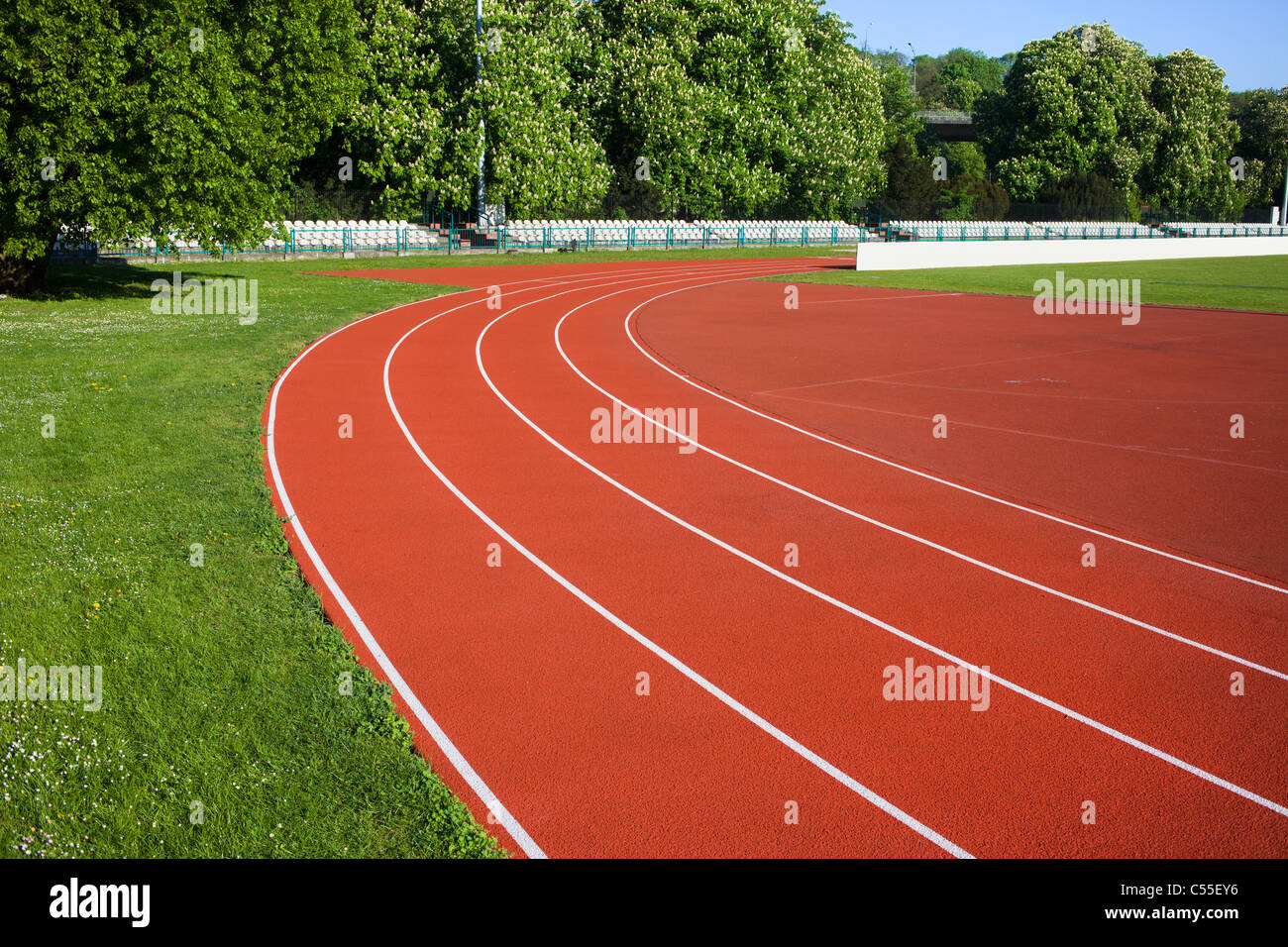 Via di corsa le corsie per gli atleti. Foto Stock