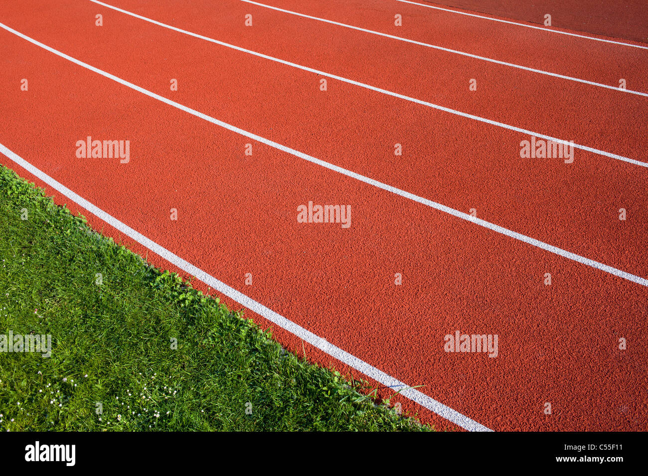 Via di corsa le corsie per gli atleti. Foto Stock
