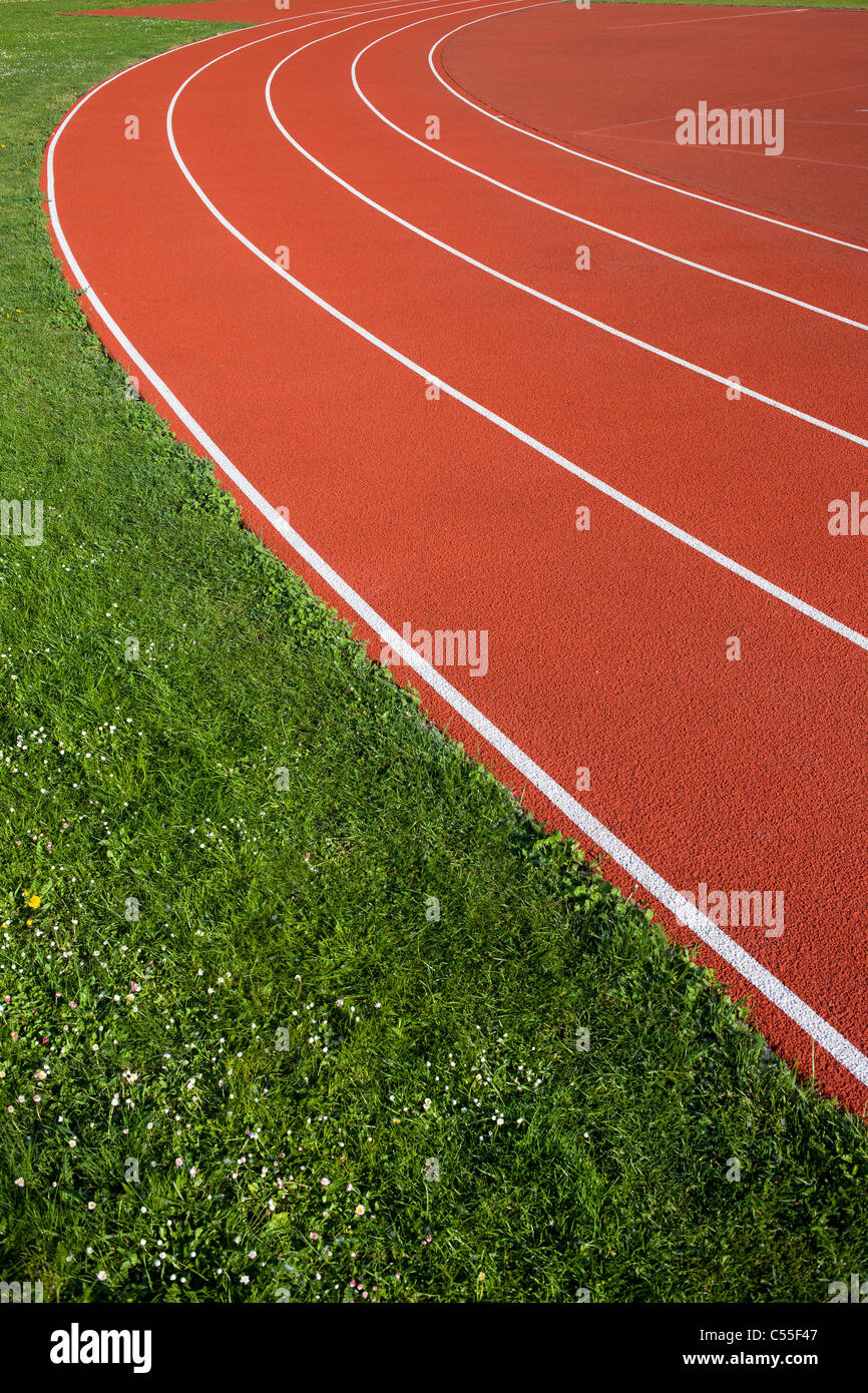 Via di corsa le corsie per gli atleti. Foto Stock