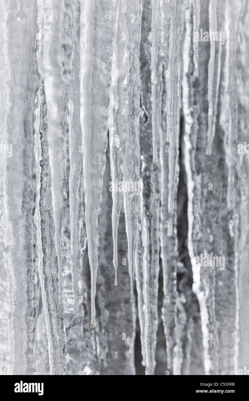 Close-up di ghiaccioli formazione Foto Stock