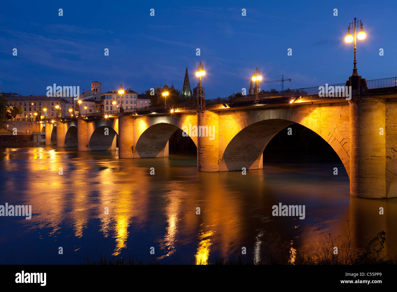 Puente de Piedra, Logroño, La Rioja, Spagna Foto Stock