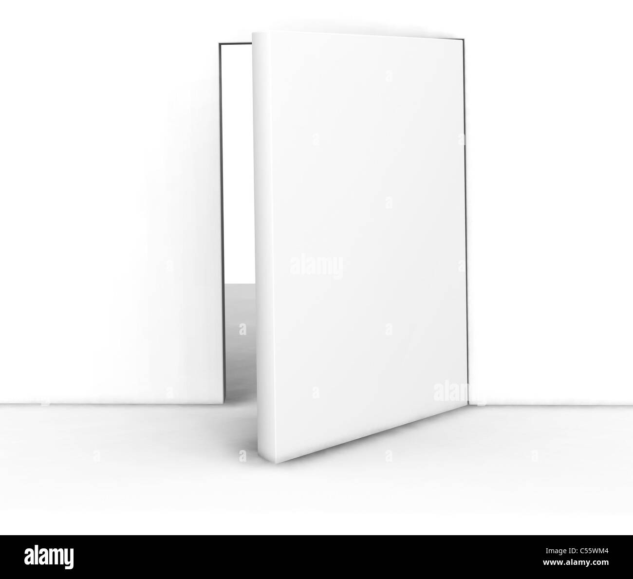 3D render di una porta aperta Foto Stock