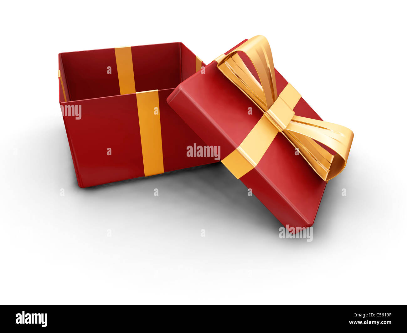 3D render di un regalo con il coperchio rimosso Foto Stock