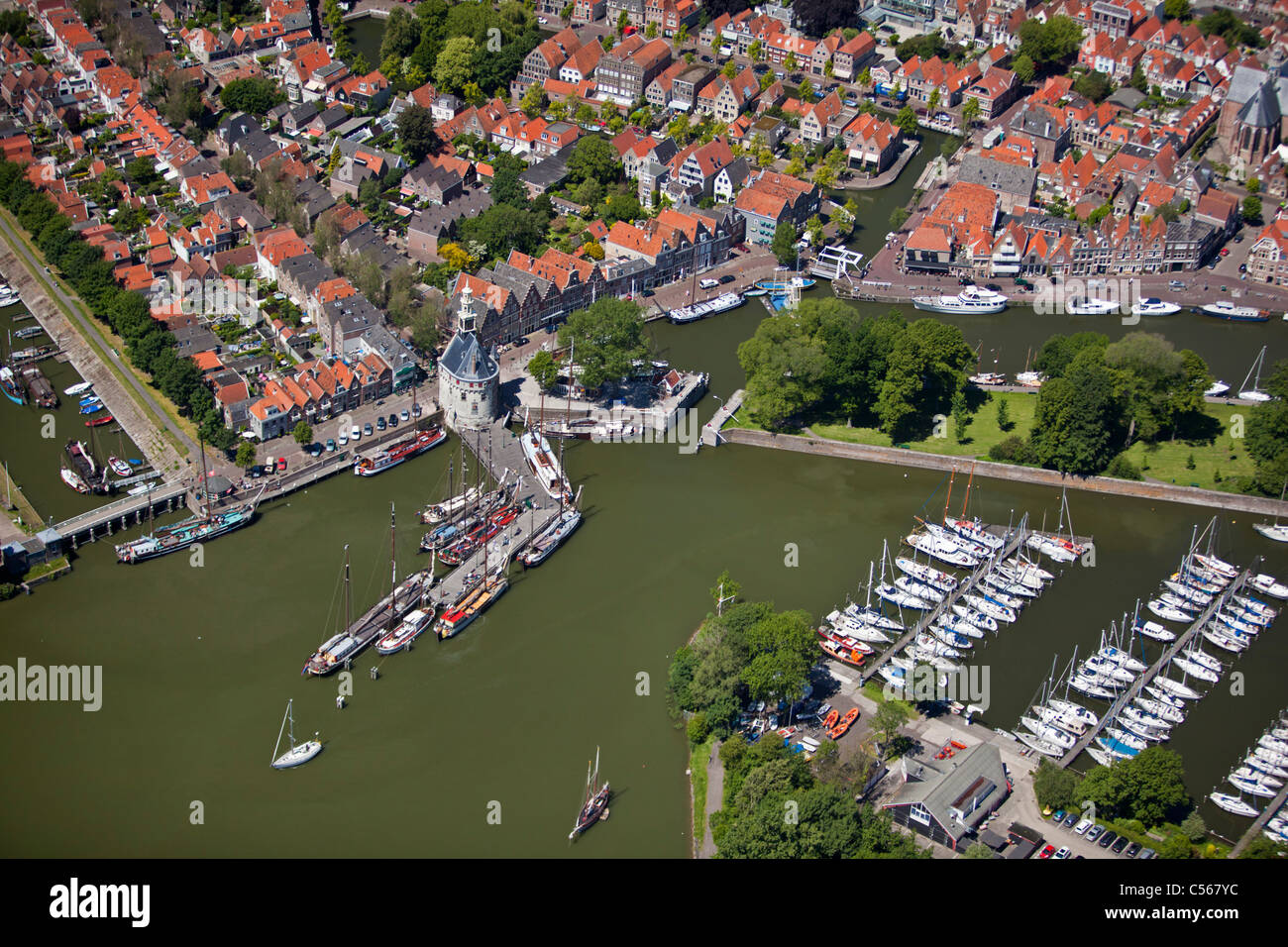 I Paesi Bassi, Hoorn, antenna del porto. Foto Stock