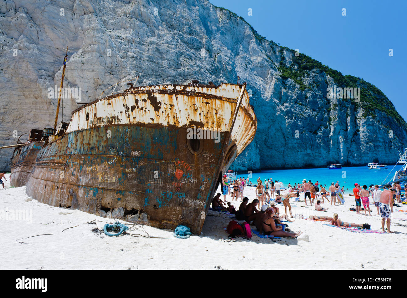 MV Panagiotis a Navagio (naufragio) Baia, Zante Foto Stock