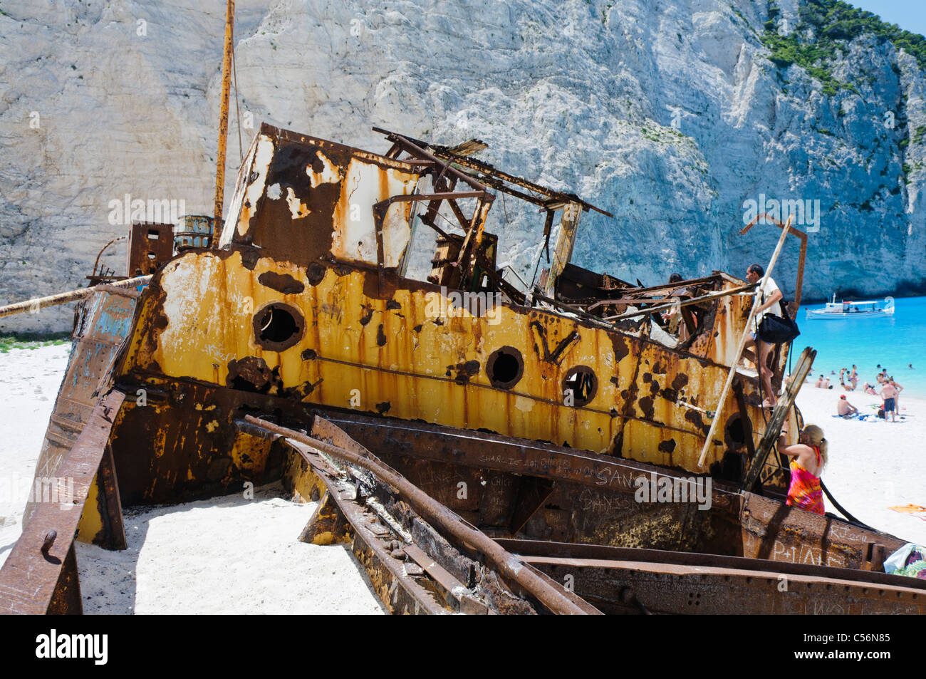 MV Panagiotis a Navagio (naufragio) Baia, Zante Foto Stock