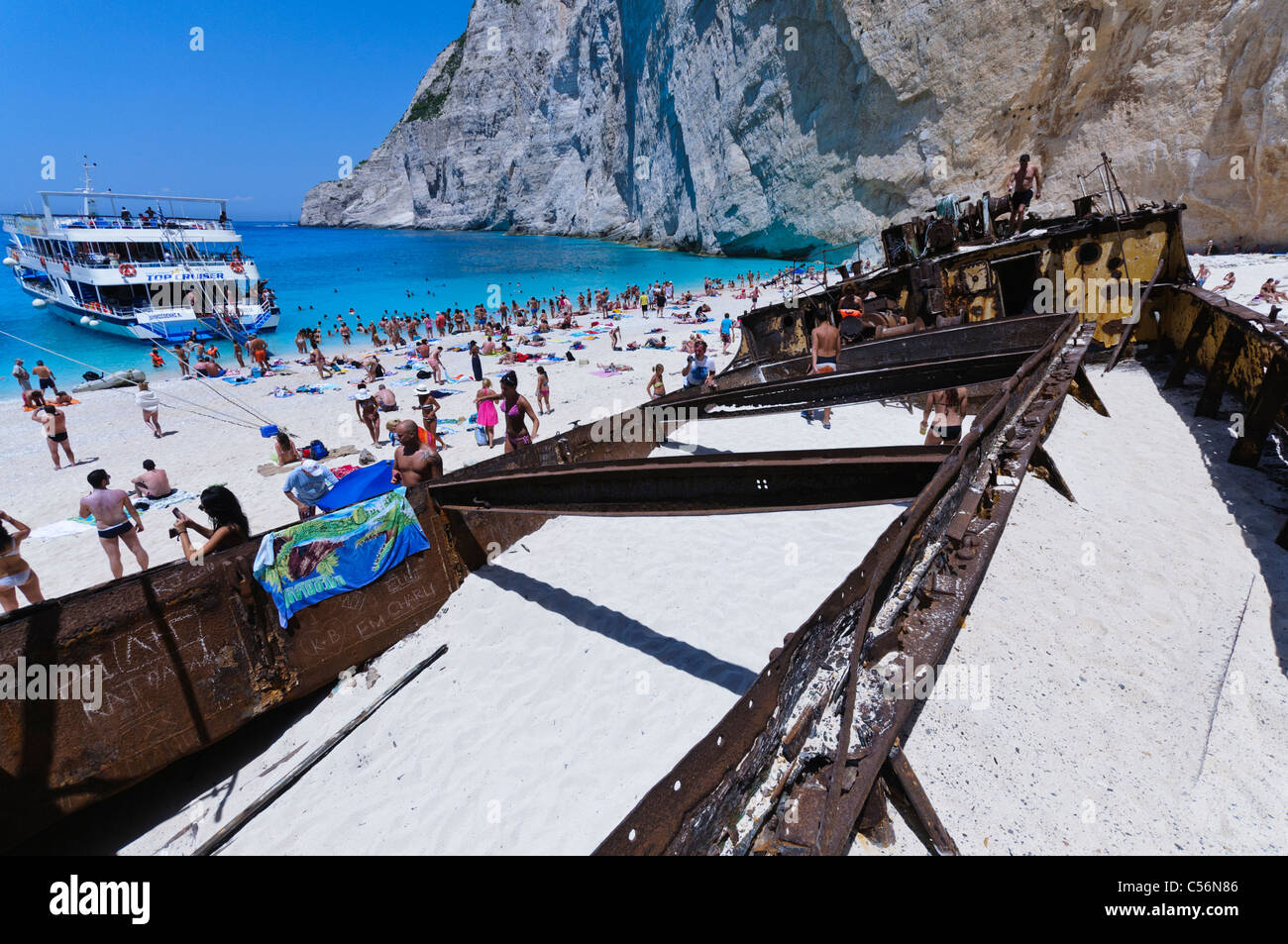 MV Panagiotis a Navagio (naufragio) Baia, Zante Foto Stock