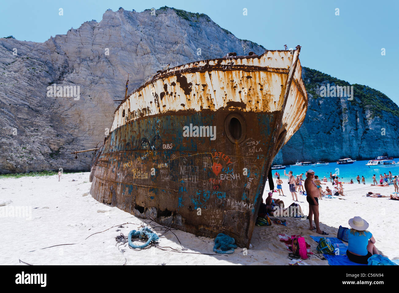 MV Panagiotis a Navagio (naufragio) Baia, Zante Foto Stock