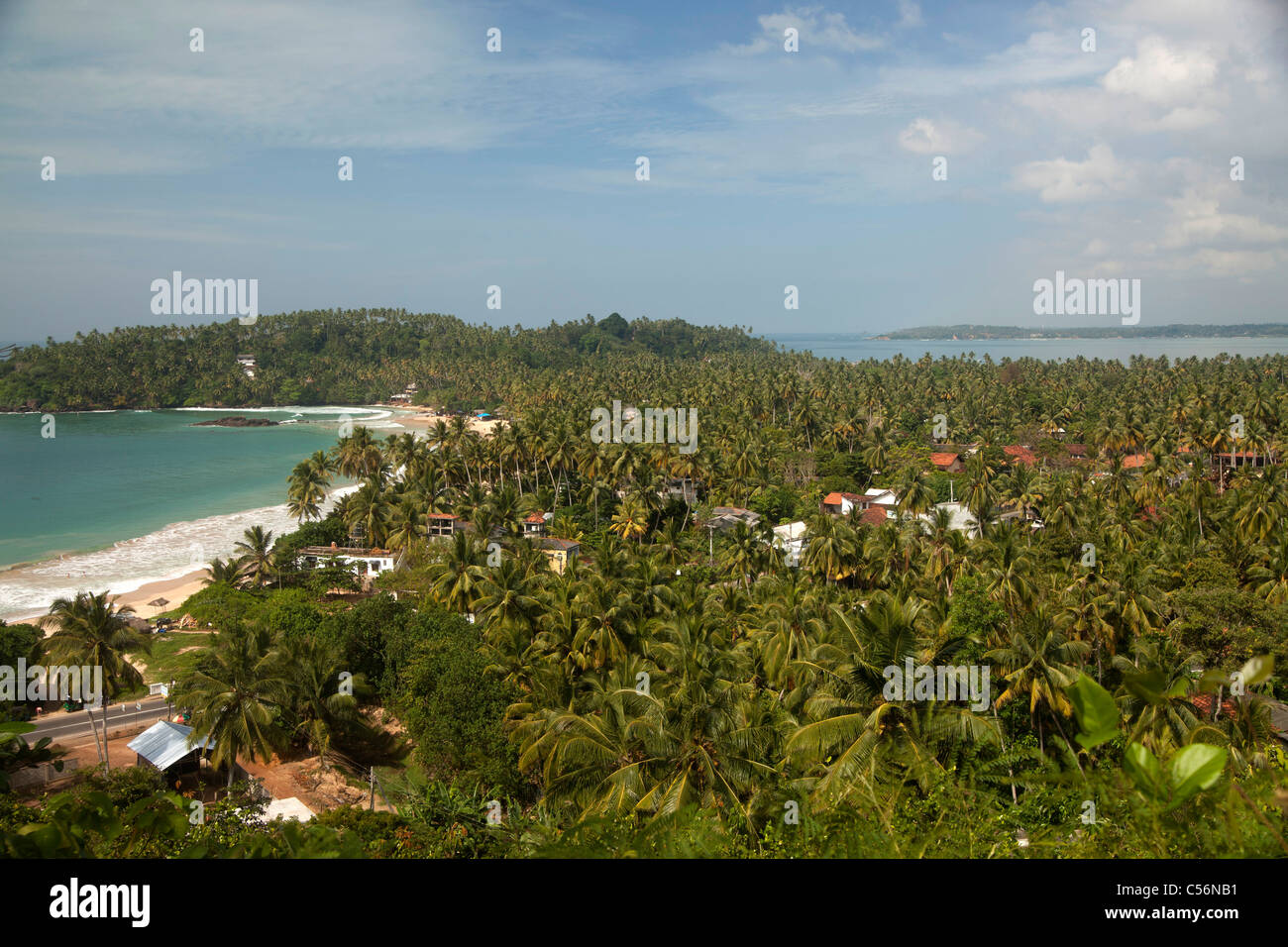 Vista aerea di Mirissa e la costa, Sri Lanka Foto Stock