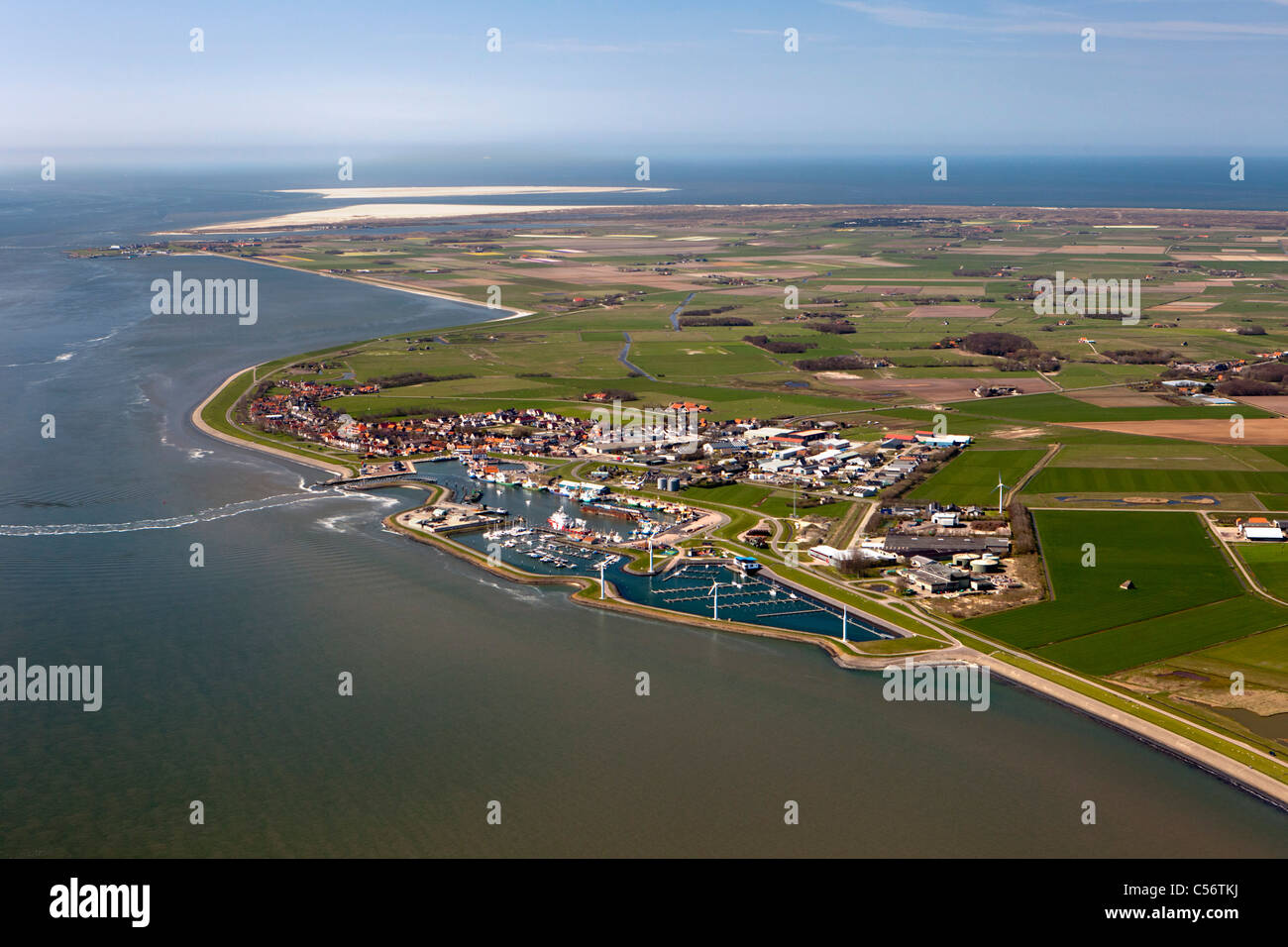 I Paesi Bassi, il villaggio di Oudeschild sull isola di Texel. Antenna. Foto Stock