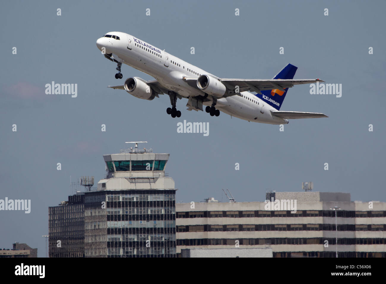 Icelandair aereo all'Aeroporto di Manchester Foto Stock