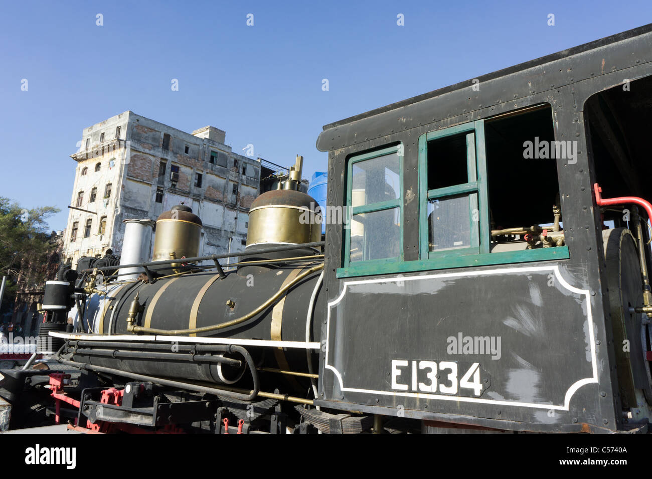 1920 2-8-0 locomotiva a vapore (dalla locomotiva Baldwin opere) dopo i lavori di restauro, Havana, Cuba Foto Stock