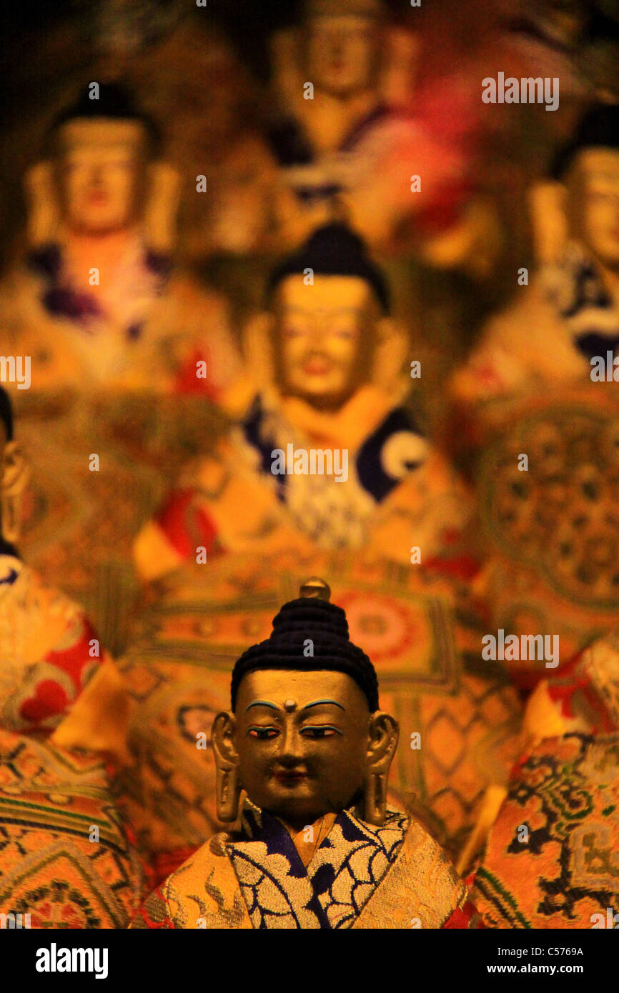 Molte facce del Buddha, il Potala, Lhasa, in Tibet, in Cina Foto Stock Molte facce del Buddha, il Potala, Lhasa, in Tibet, in Cina Foto Stock