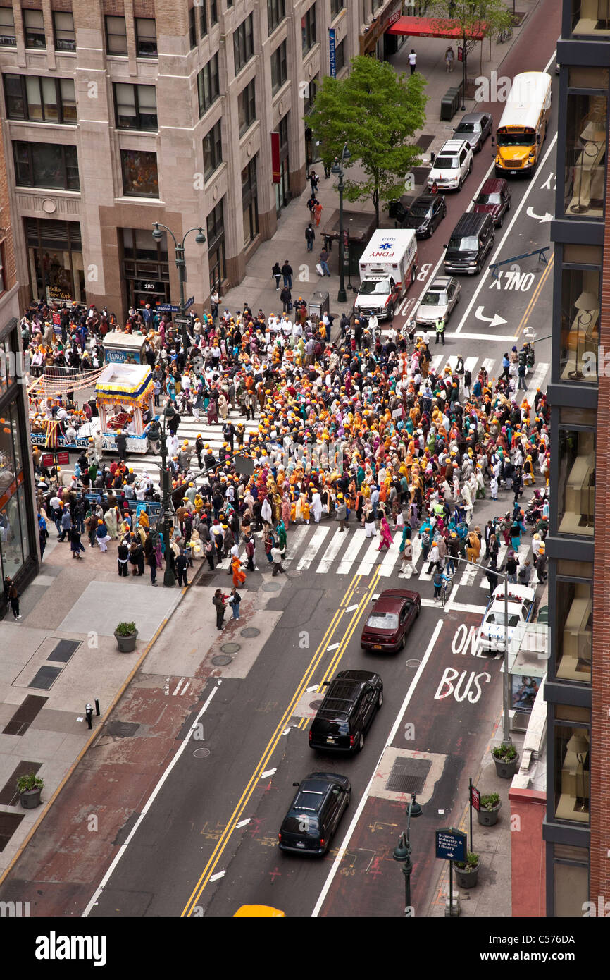 La religione sikh parata del giorno, Madison Avenue, New York Foto Stock