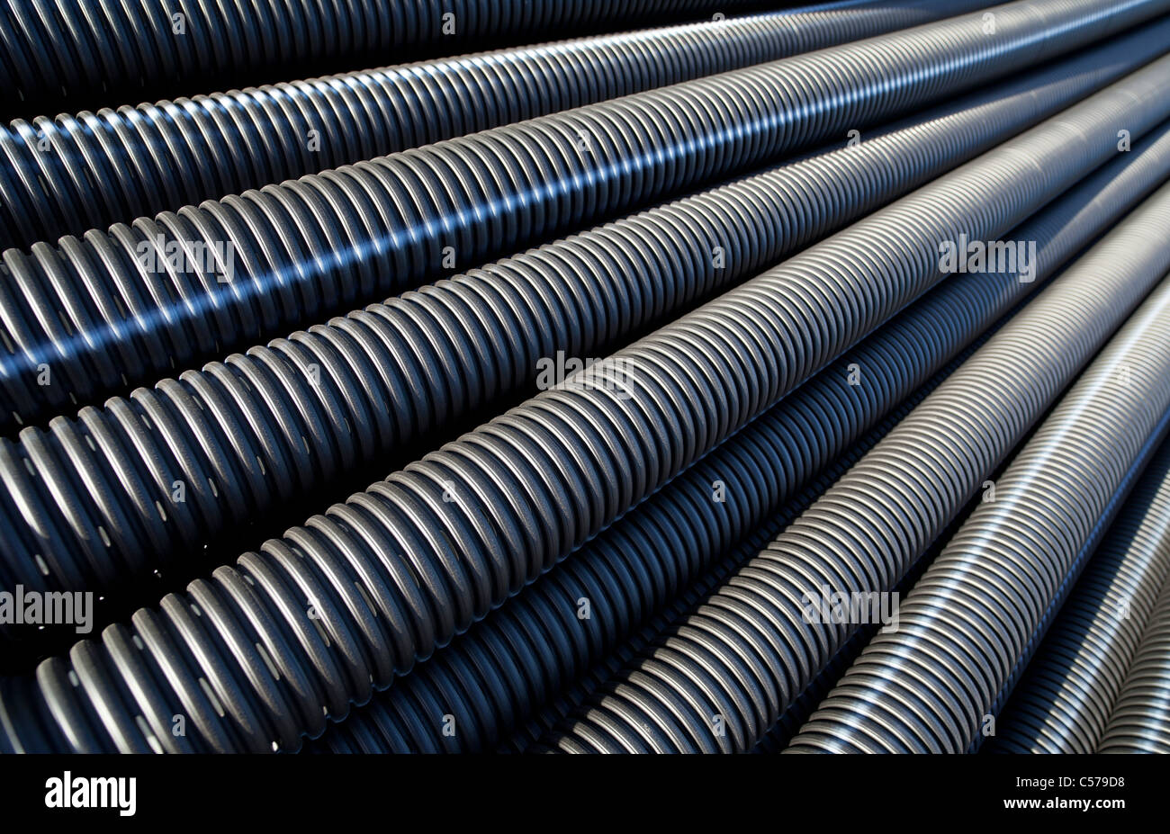 Il drenaggio in PVC / canalizzazioni fognanti Foto Stock