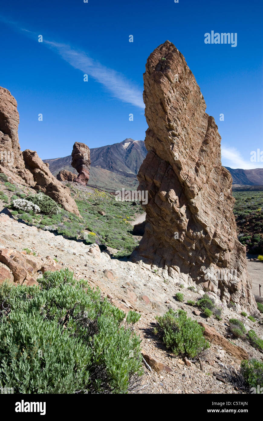 Tappo di origine vulcanica e diga sul Monte Teide, Tenerife, Spagna Foto Stock