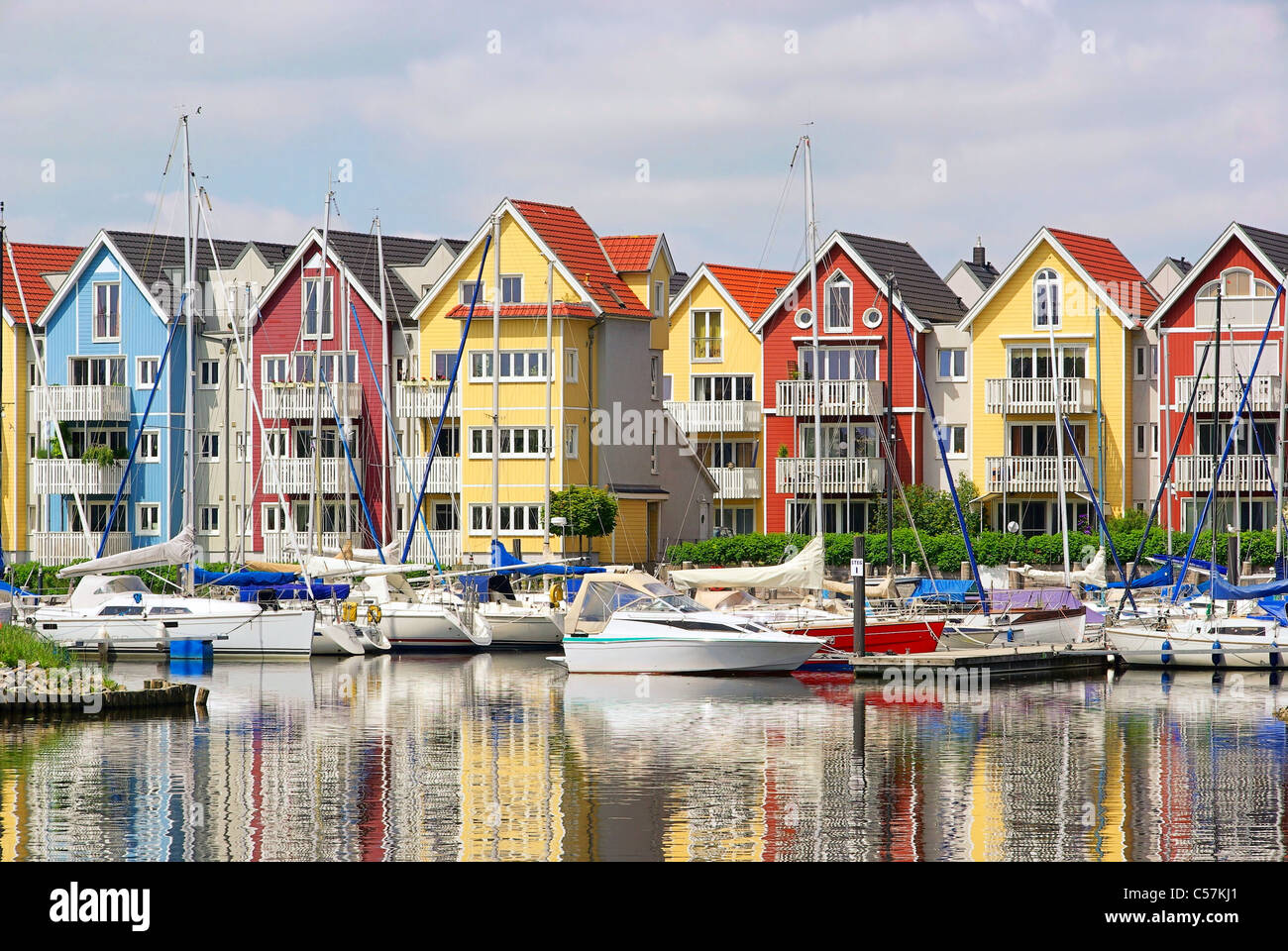 Greifswald Hafen Häuser - porto di Greifswald case 01 Foto Stock