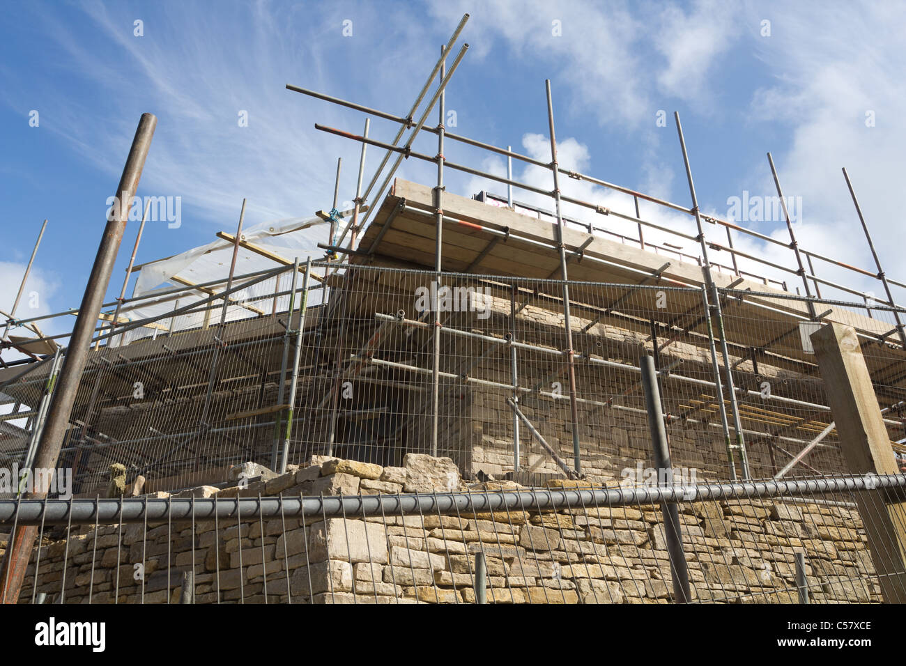 In corso di costruzione a castello Durlston, Swanage, UK. Foto Stock