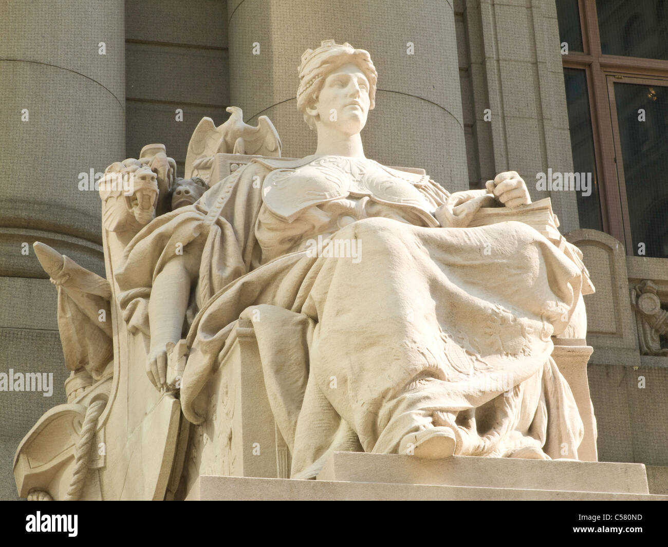 Europa statua, quattro continenti, Alexander Hamilton U.S. Custom House, NYC Foto Stock