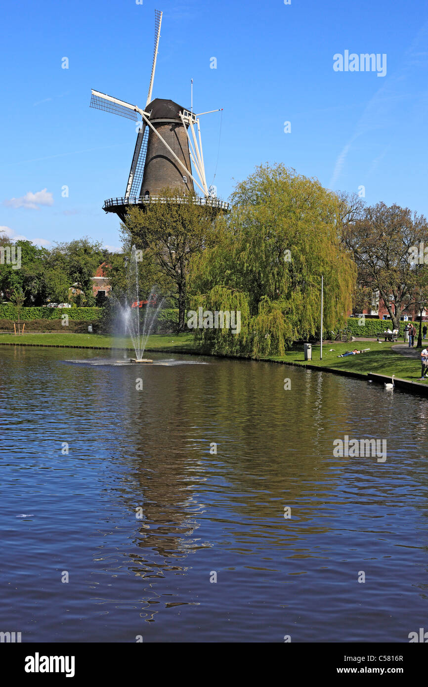Paesi Bassi, Olanda, Europa, Europeo, Europa occidentale, città, architettura, edilizia, Leyden, Olandese, mulino a vento Foto Stock