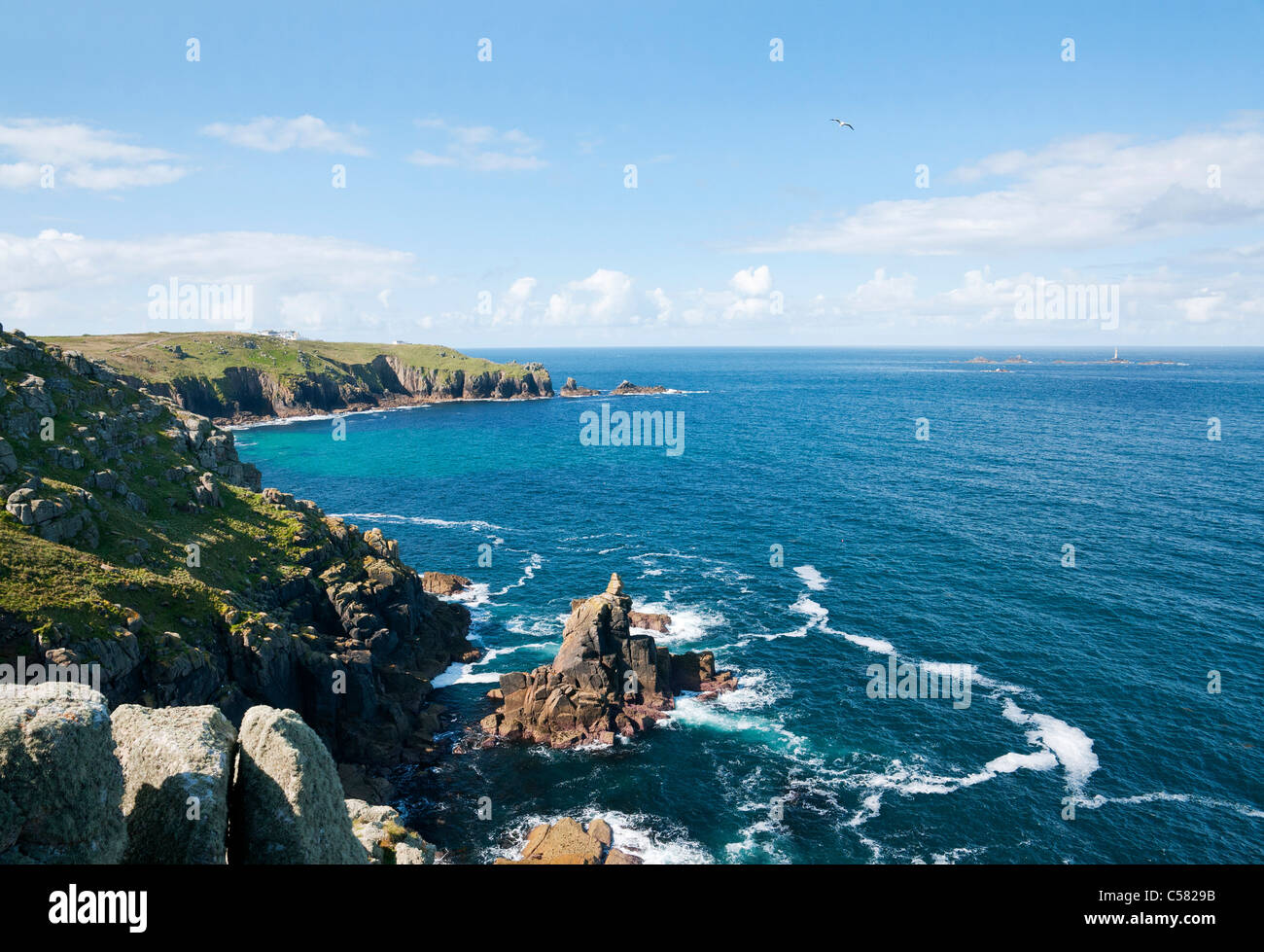 Il promontorio di 'Land's End", Cornwall, Regno Unito, raggiungere il punto più a ovest della Cornovaglia e sud-ovest del punto di Inghilterra Foto Stock