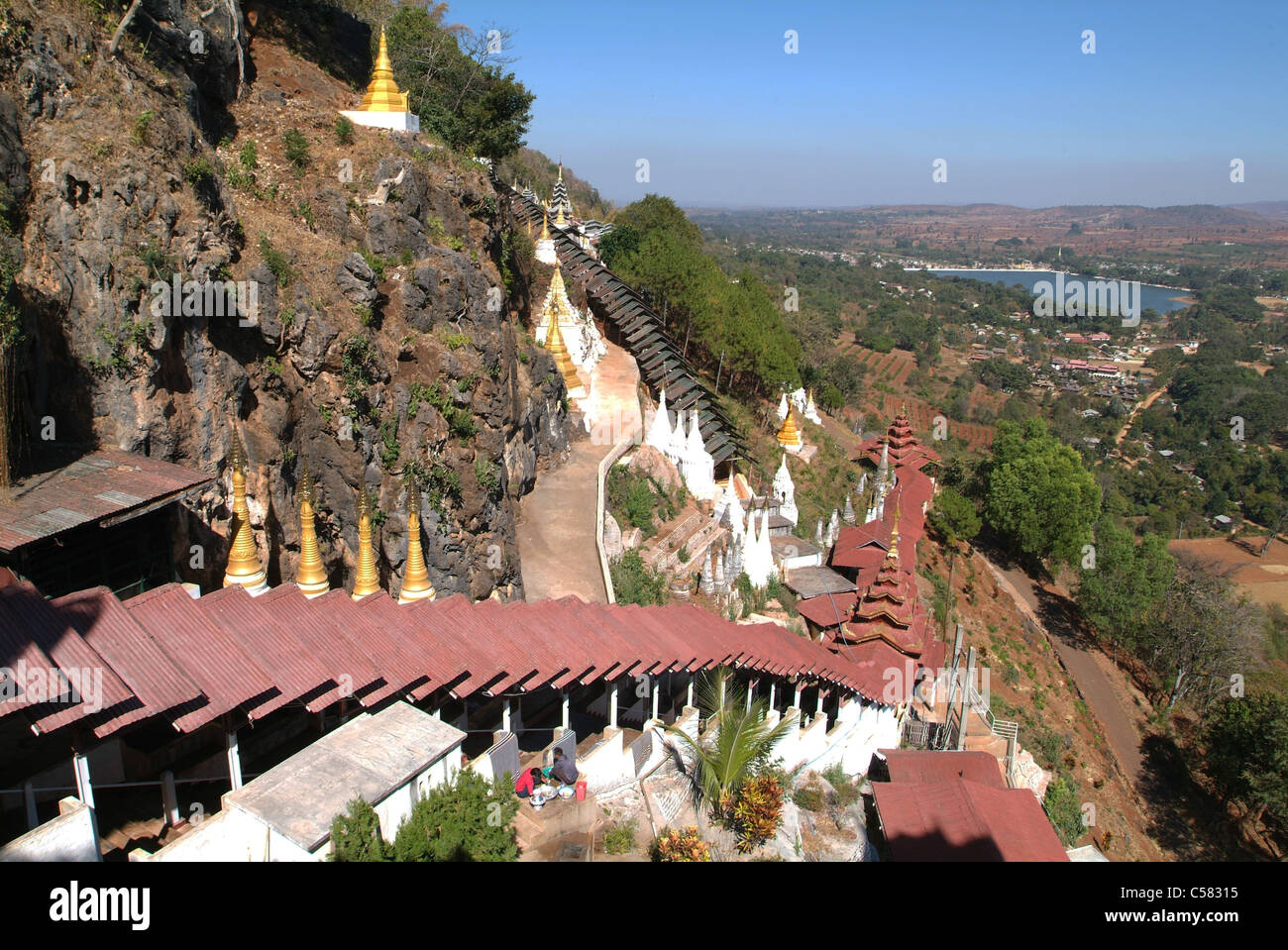 Asia, birmania, myanmar, Pindaya, scale, alla grotta grotta, montagna, Foto Stock