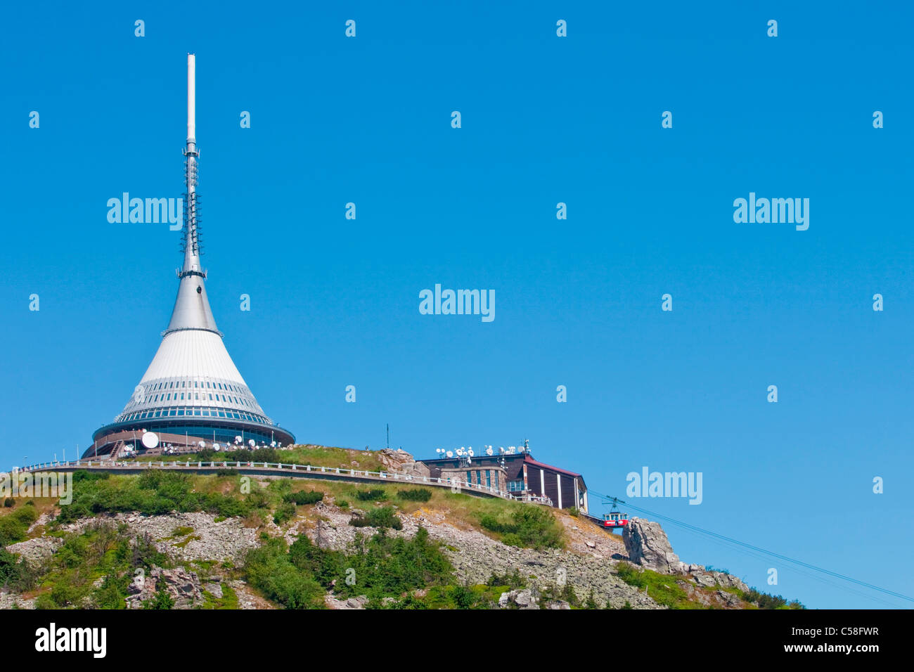 Antenna, la larghezza di banda, blu, broadcast, cell, canale, comunicare, comunicazione, collegamento, Ceco, digitale, piatto, ingegneria e Foto Stock