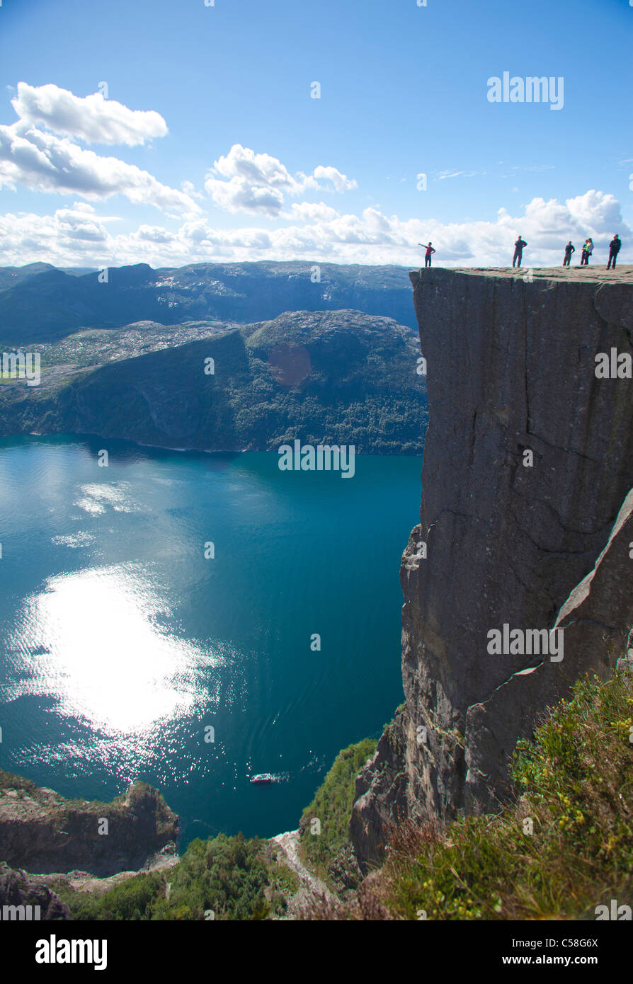 Lysefjorden, Norvegia, Prekestolen, sito turistico, Scandinavia, Fjord, trekking, rock Foto Stock