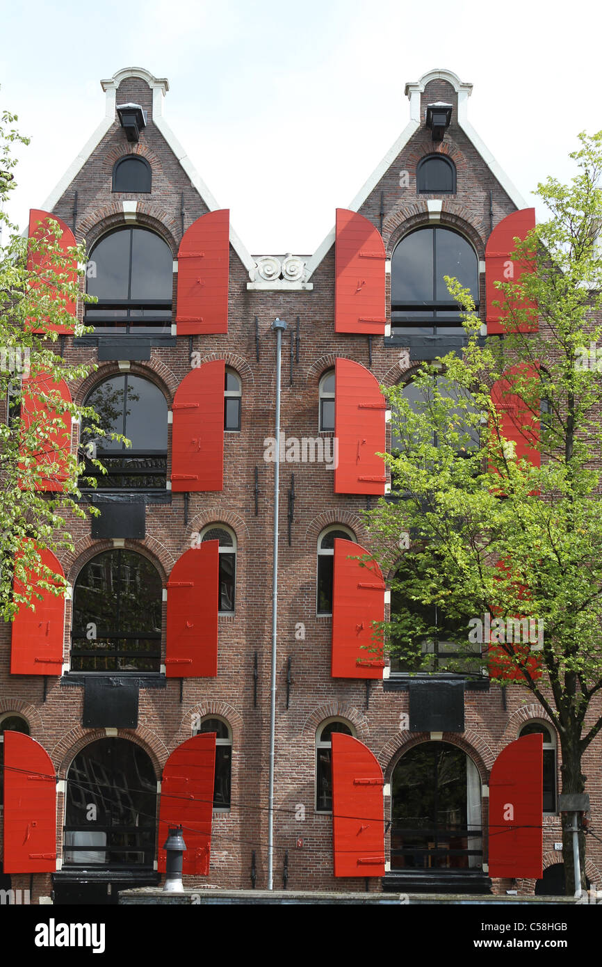 Otturatore rosso housein Amsterdam Jordaan Foto Stock