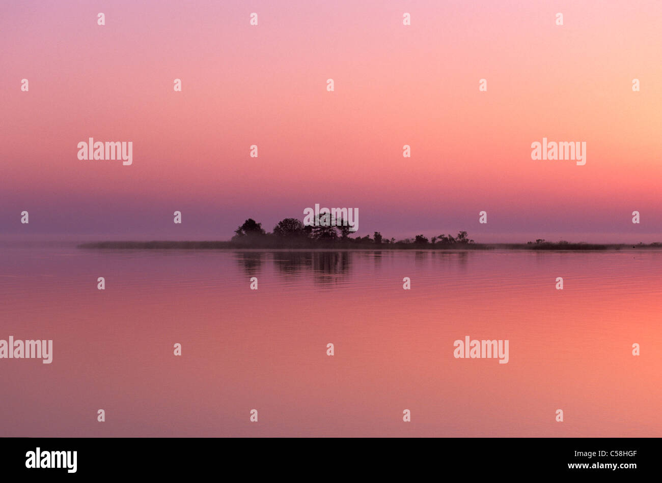 Sunrise, Apalachicola, costa del Golfo della Florida, Stati Uniti d'America, Stati Uniti, America, isola, rosso Foto Stock