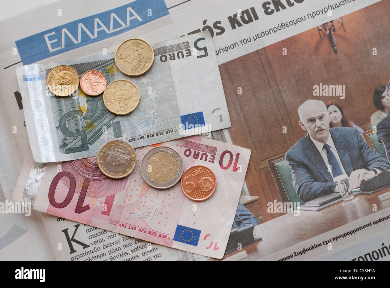 Grecia,primo,ministro,soldi,crisi del debito,,fallimento,financial,finanza,giornale,news Foto Stock