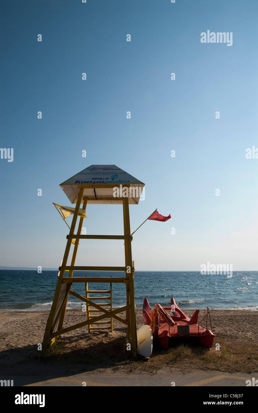 Torre bagnino in Grecia Foto Stock