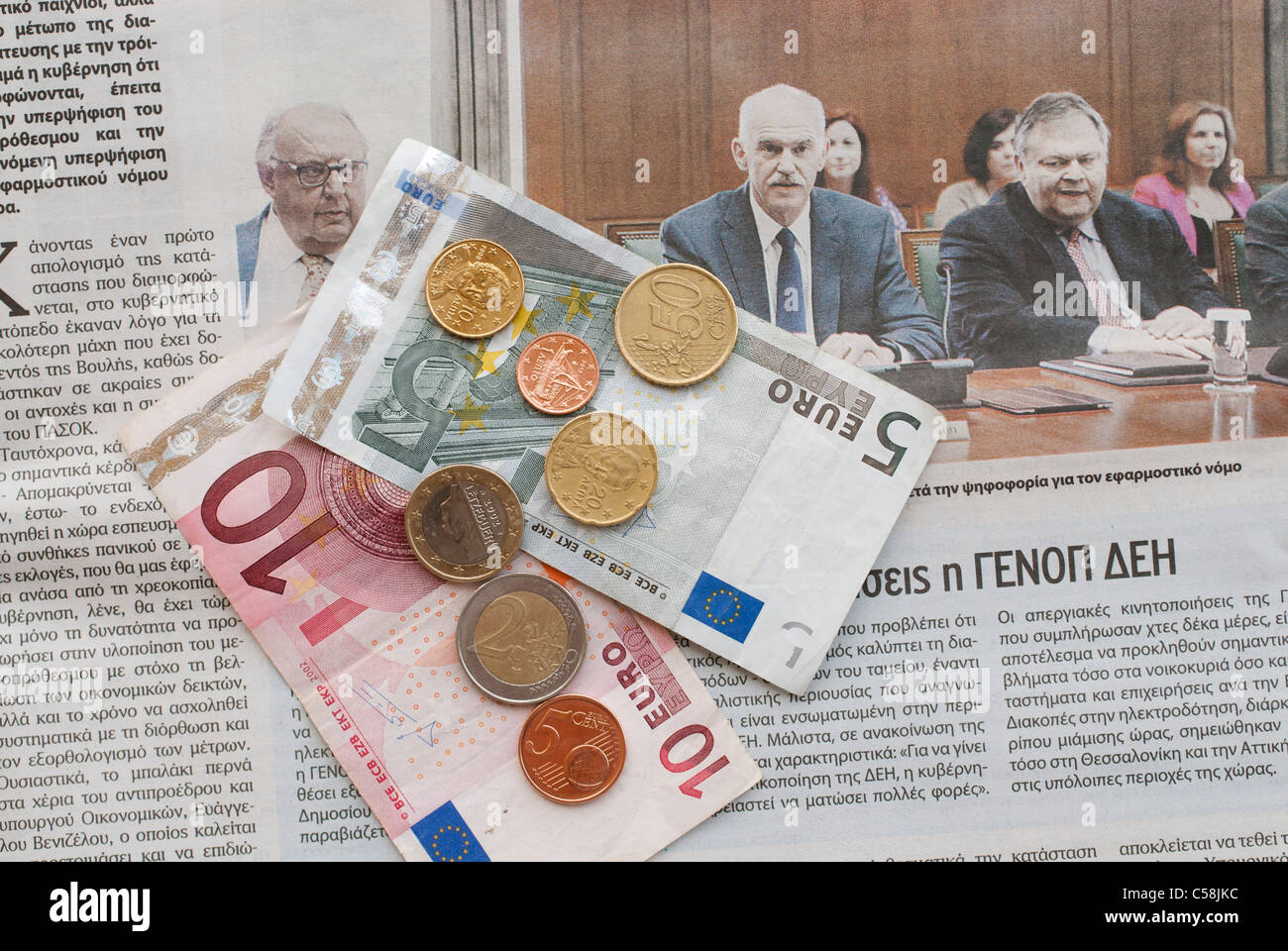 Grecia,primo,ministro,soldi,crisi del debito,,fallimento,financial,finanza,giornale,news Foto Stock