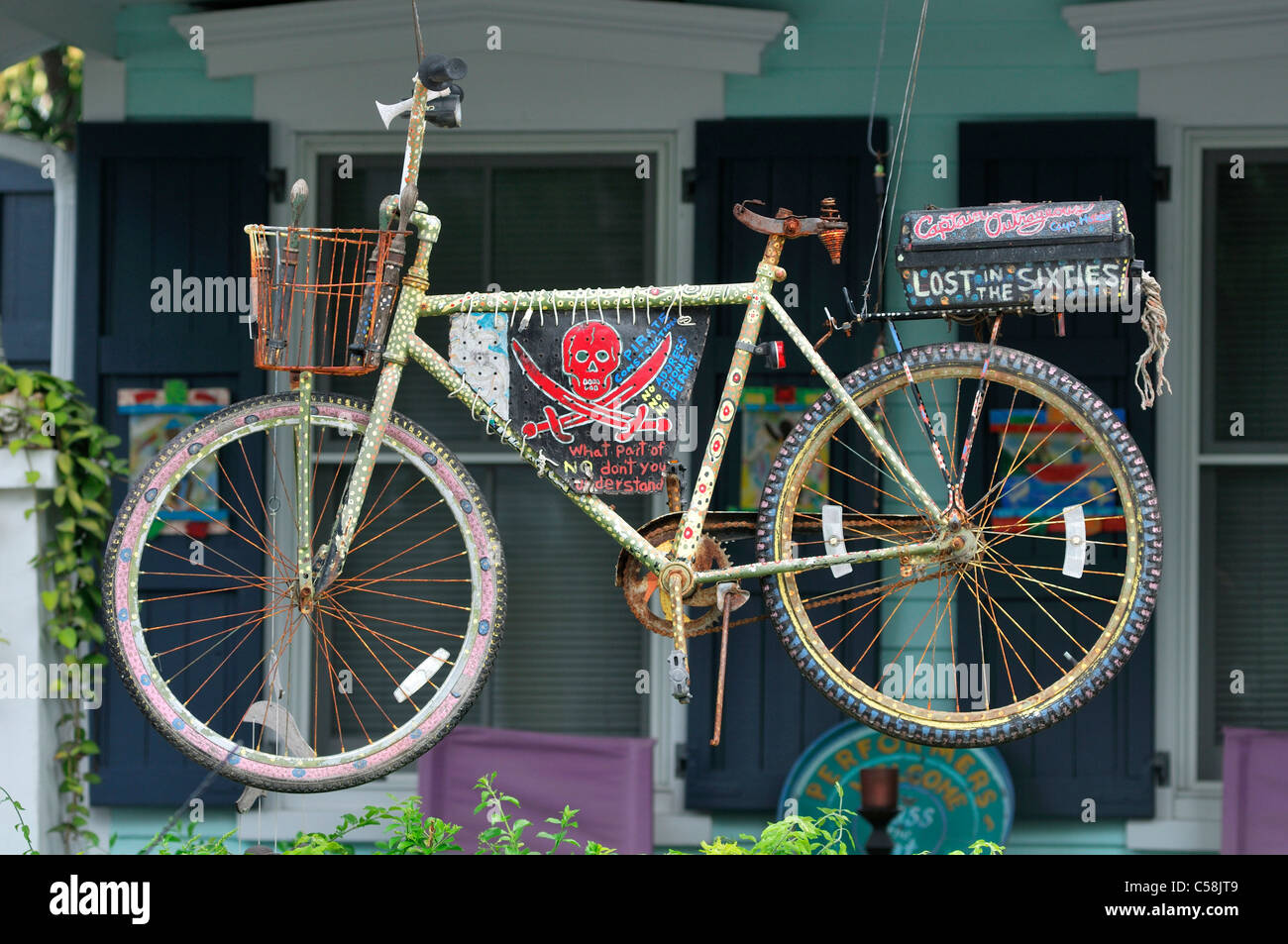Bicicletta, Key West, Florida, Stati Uniti d'America, Stati Uniti, America, decorazione Foto Stock