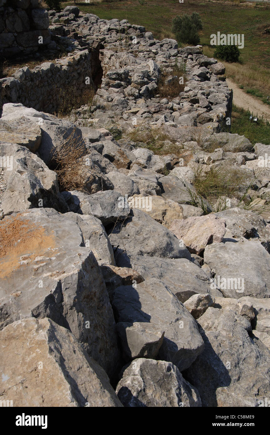 La Grecia. Tirinto. Città micenea (III millennio a.C.). Ciclopica parete (1400-1200 a.C.). Peloponneso. Foto Stock