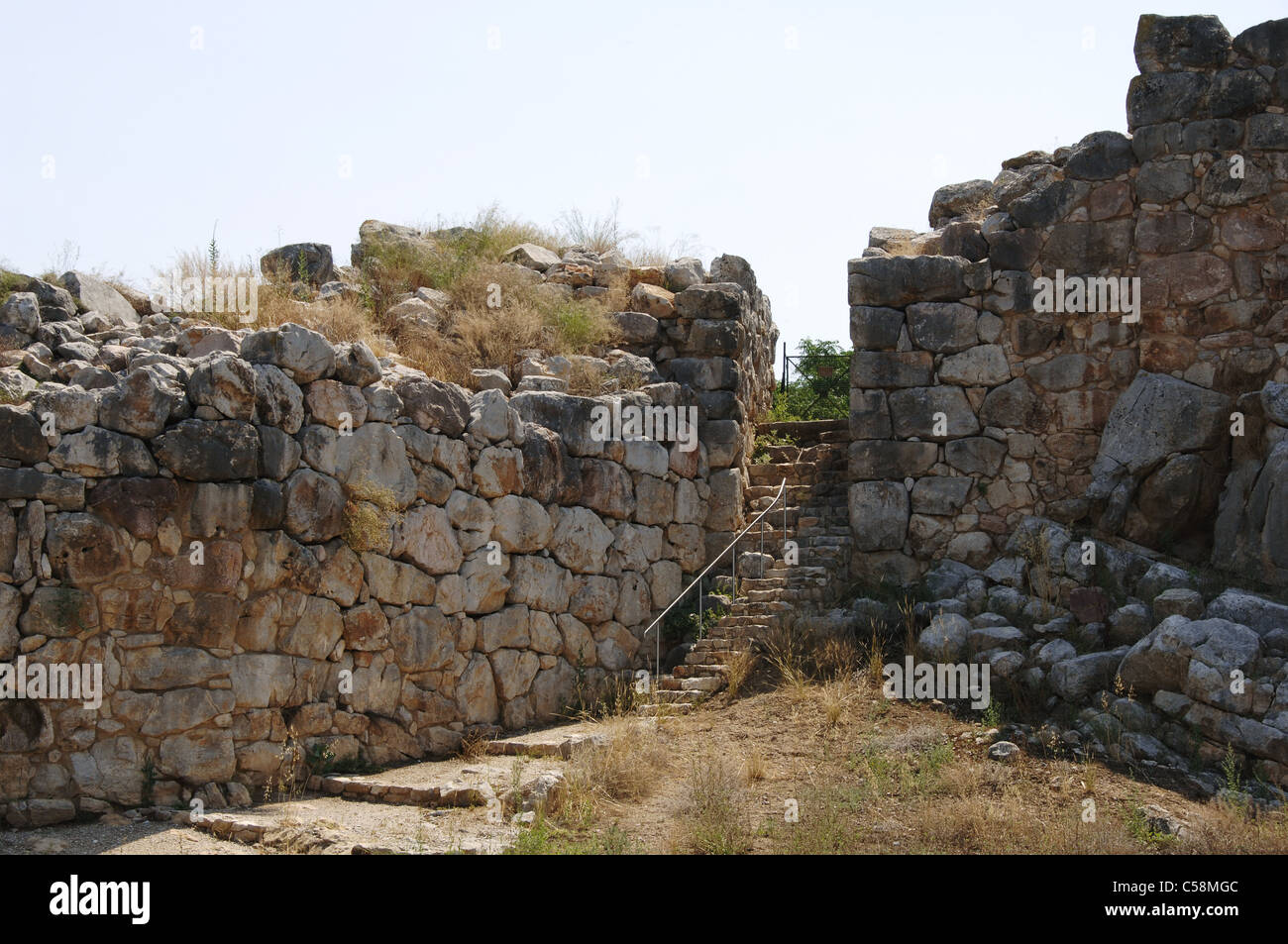 La Grecia. Tirinto. Città micenea (III millennio a.C.). Ciclopica parete (1400-1200 a.C.). Peloponneso. Foto Stock