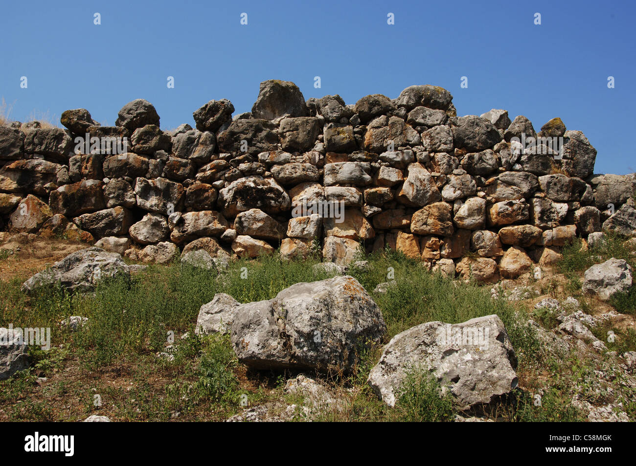 La Grecia. Tirinto. Città micenea (III millennio a.C.). Ciclopica parete (1400-1200 a.C.). Peloponneso. Foto Stock