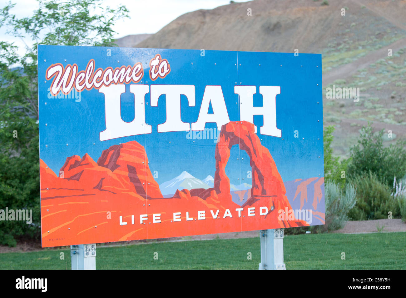 Benvenuti al segno dello Utah Foto Stock