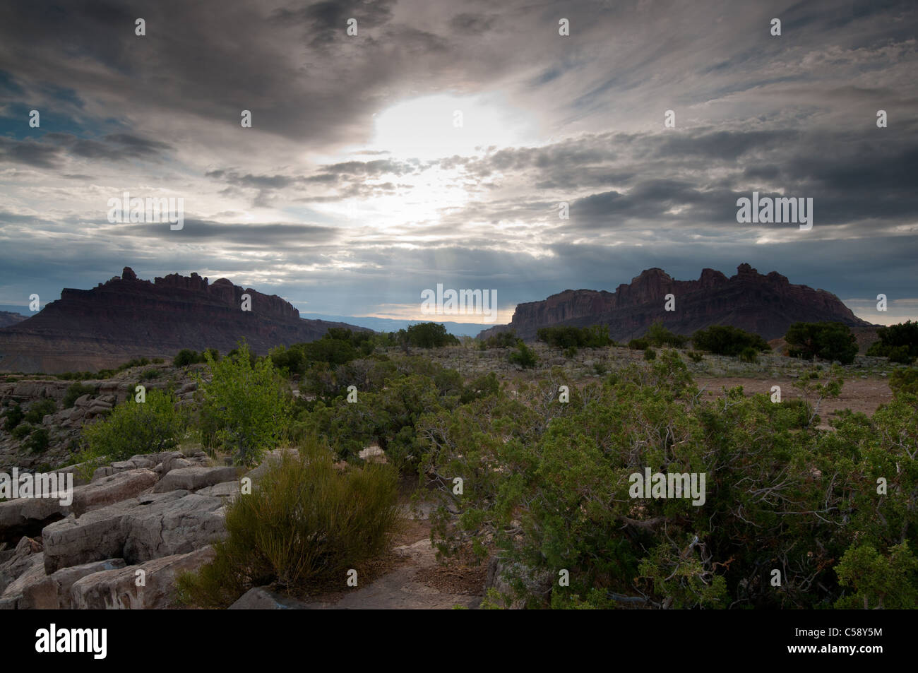 Tramonto su black dragon canyon dello Utah Foto Stock