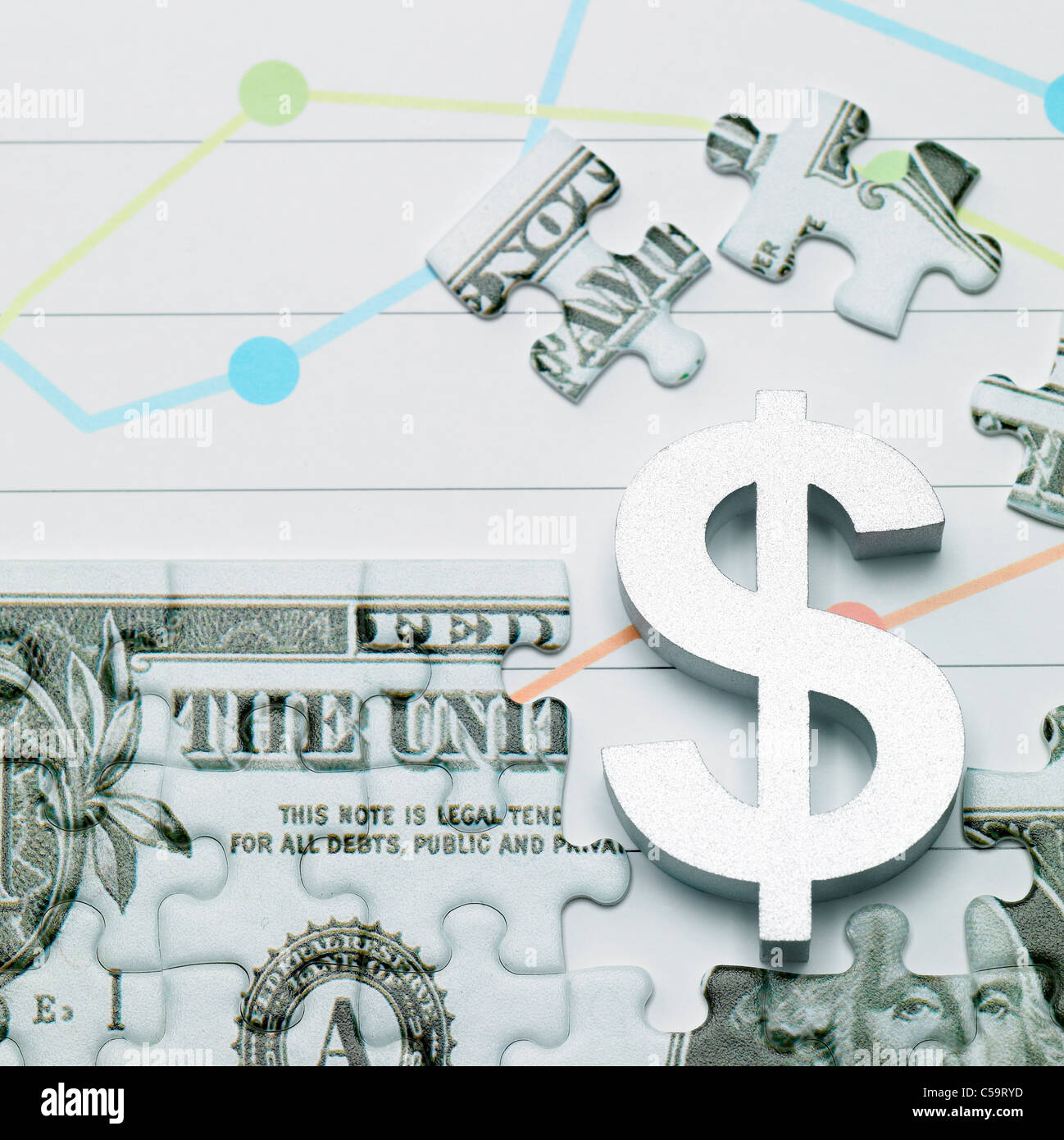 Dollaro Puzzle con il simbolo del dollaro Foto Stock