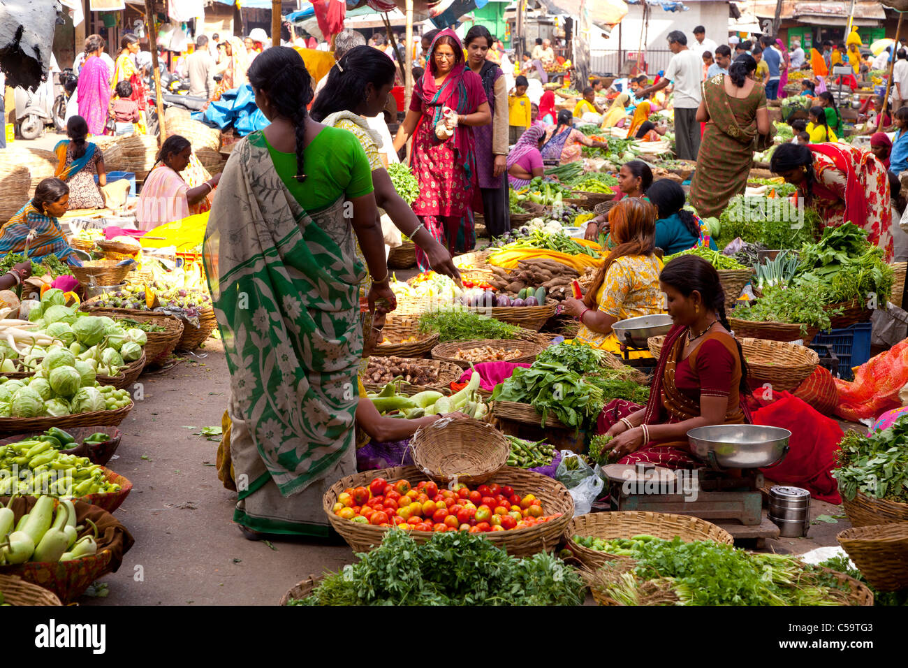 Mercato di frutta e verdura, Udaipur, Rajasthan, India Foto Stock