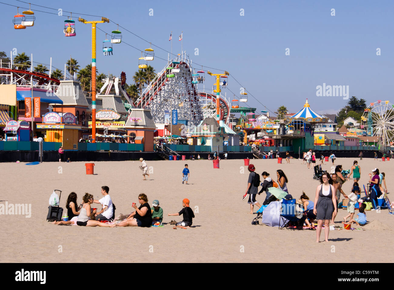 La spiaggia e il lungomare di Santa Cruz, California, USA. Foto Stock
