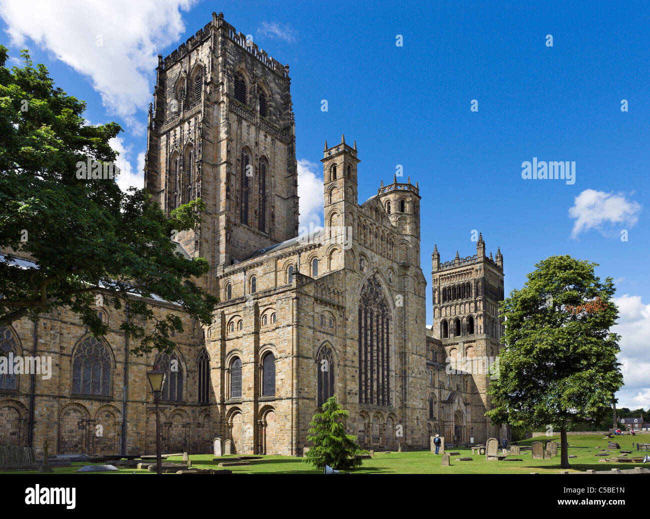 La Cattedrale di Durham dal palazzo verde, County Durham, North East England, Regno Unito Foto Stock