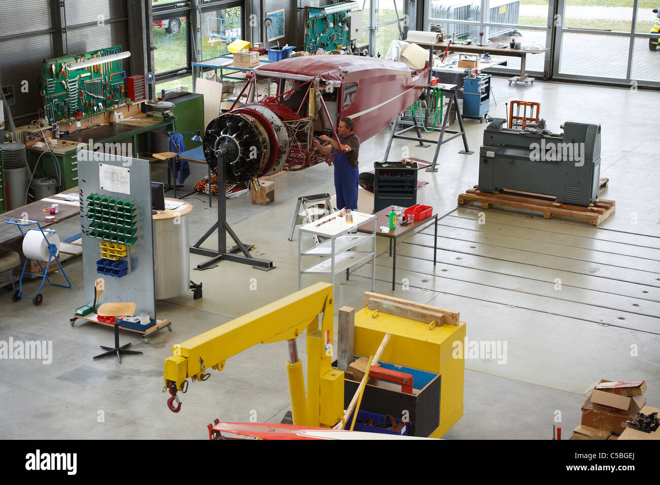 Restauro di aeromobili al Deutsches Museum flugwerft oberschleissheim airfield. oberschleissheim, Baviera Germania Europa Foto Stock