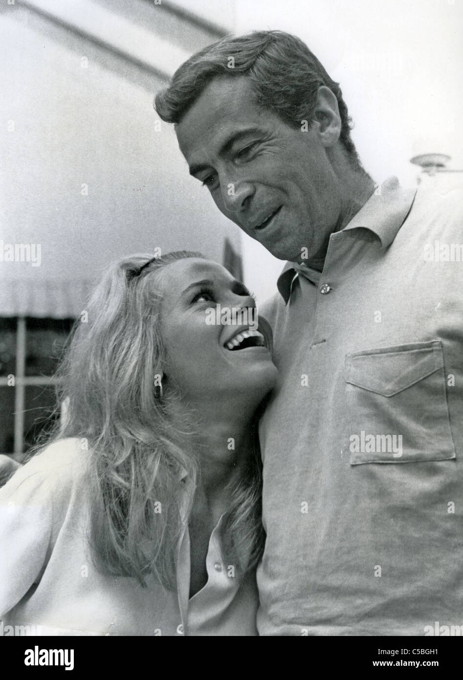 JANE FONDA porta figlia Vanessa con Roger Vadim circa 1968 Foto Stock