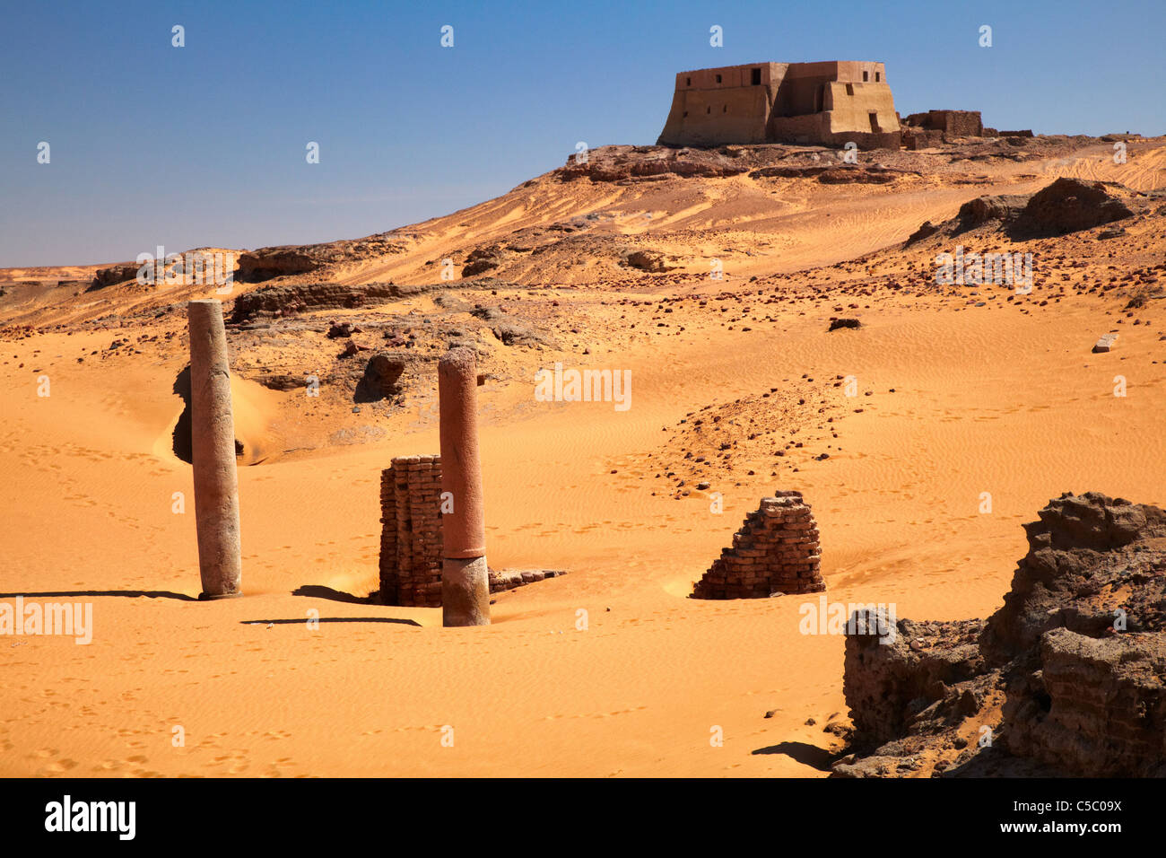 Chiesa delle colonne in granito, Old Dongola, Sudan settentrionale, Africa Foto Stock