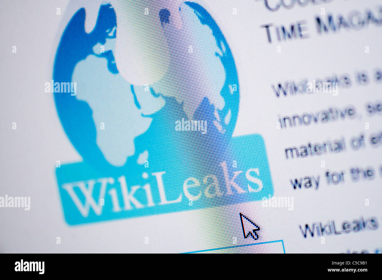 Il sito web di Wikileaks è visualizzata sullo schermo di un computer. Foto Stock