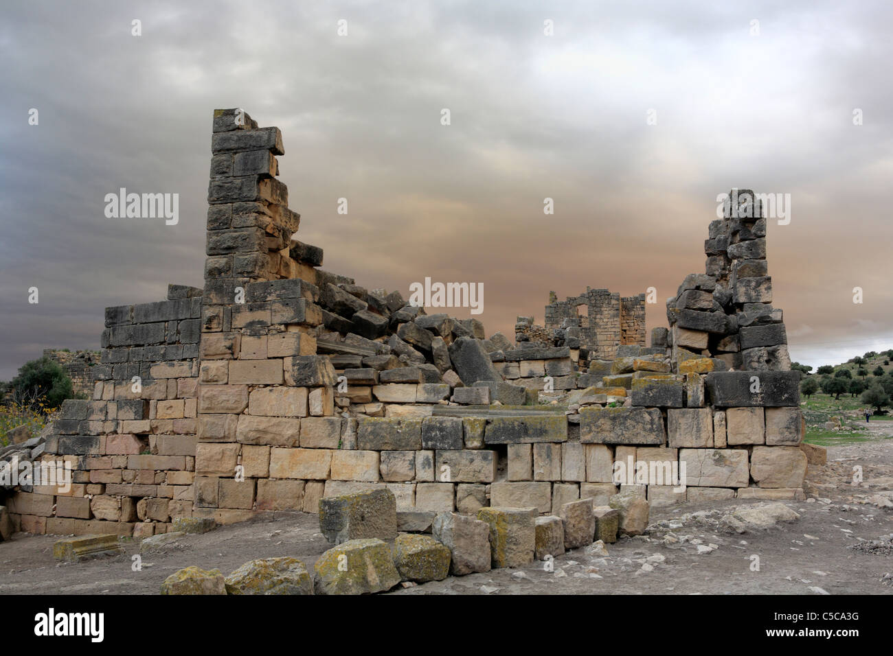 Rovine della fortezza bizantina (VI secolo), AIN Tunga, Tunisia Foto Stock